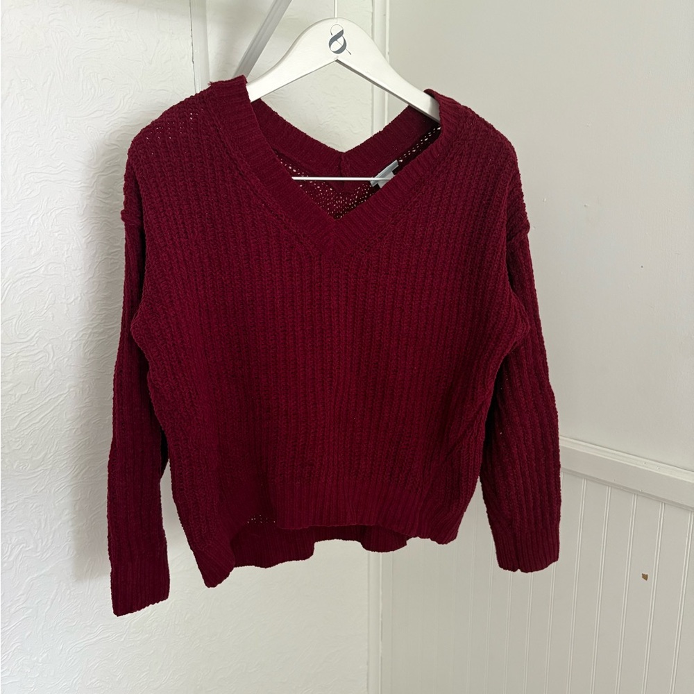 Elegant Maroon V-Neck Sweater for Women